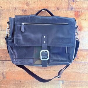 Battalion Leather Army Messenger Laptop/School Bag England Logistics